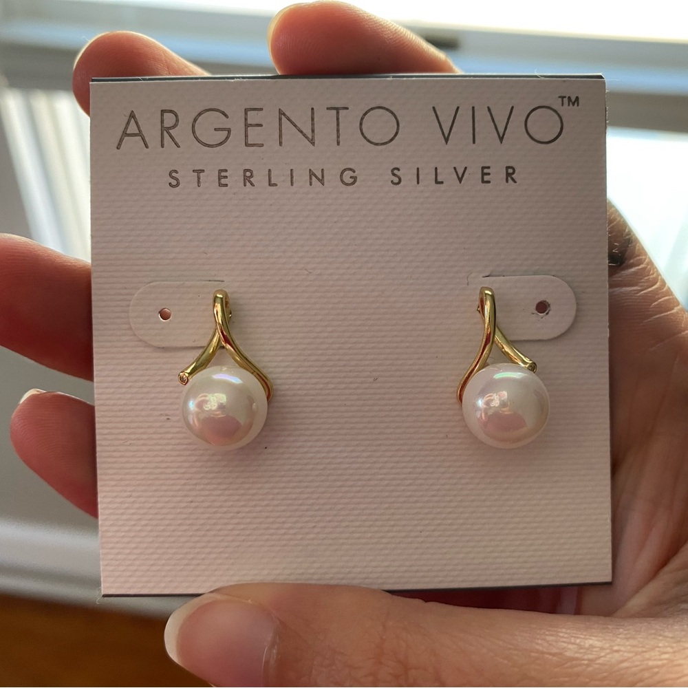 Argento Vivo Gold and Pearl Drop Earrings
